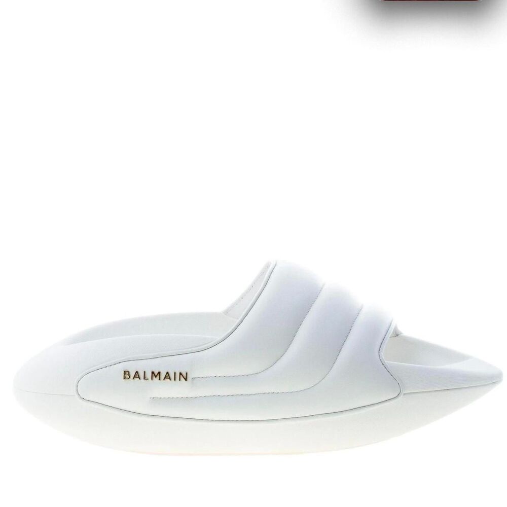 Balmain Women's White and Gold Slides